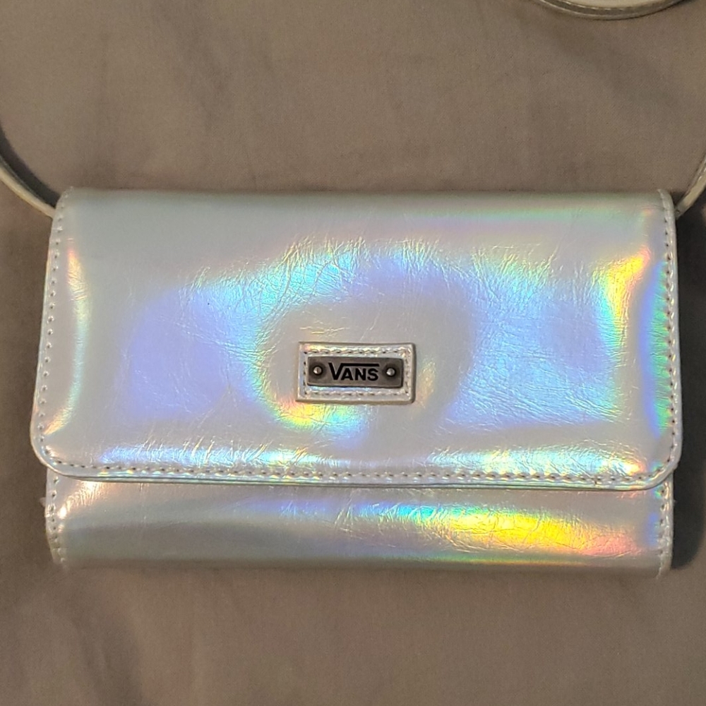 Vans iridescent wallet with removable purse strap